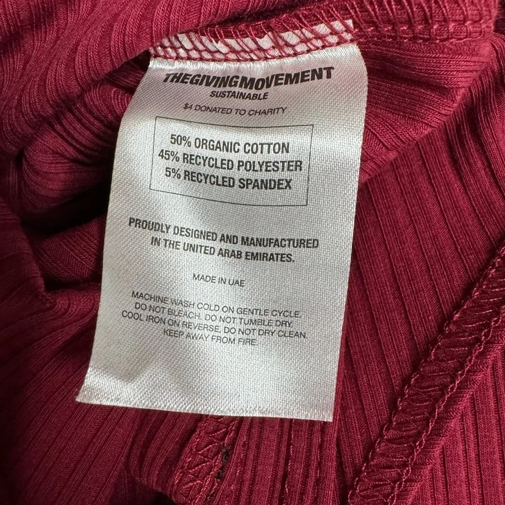 The Giving‎ Movement Bodysuit Ribbed Long Sleeve Maroon Burgundy Size S